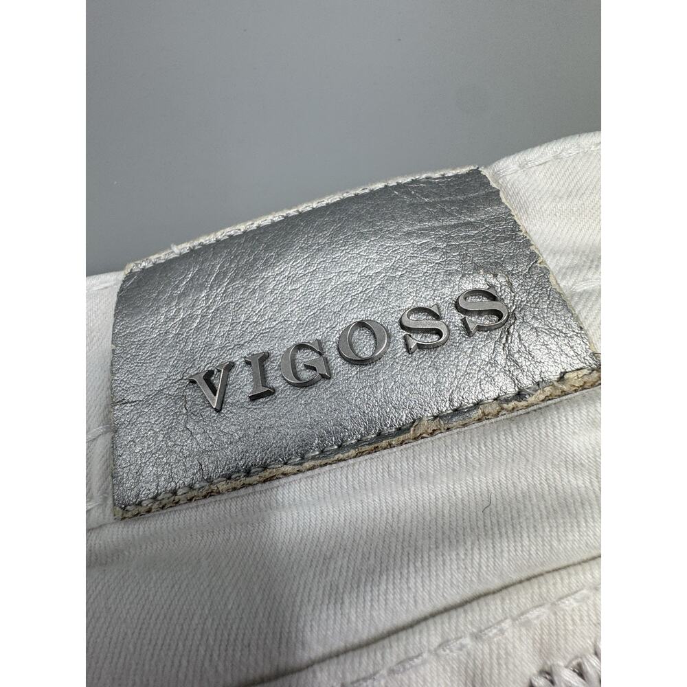 Women's‎ VIGOSS The Chelsea Capri Denim White Size 30x21 Embroidered Pockets - Picture 8 of 13